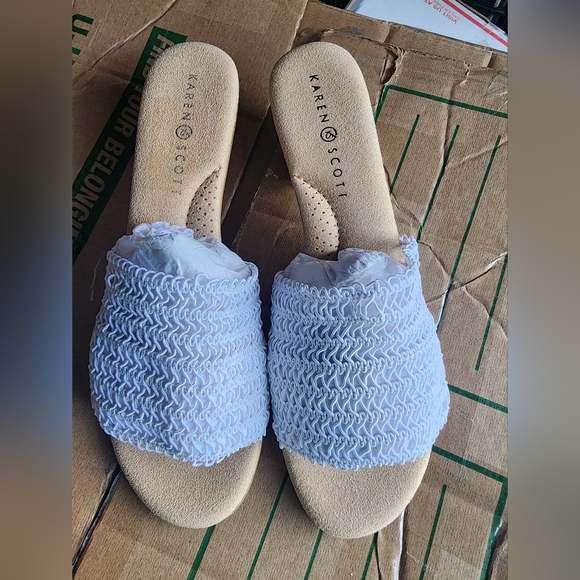 New Karen Scott White Elsa Womens Open Toe Slip On Slide Sandals Sz.10 - Picture 3 of 6